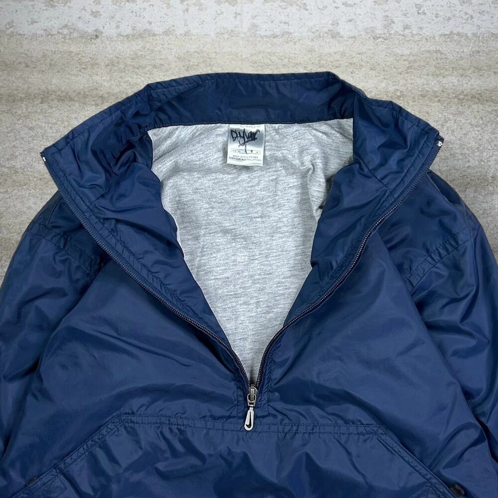 Vintage Y2K Nike Windbreaker Jacket Womens M Navy Blue Nylon Half Zip Swoosh - Picture 3 of 5